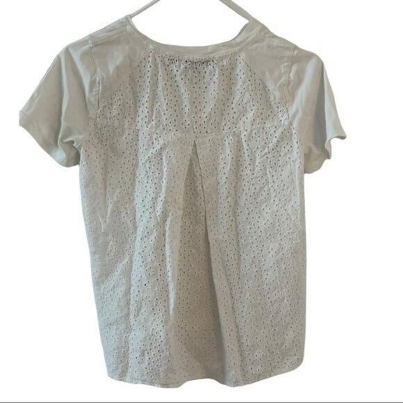 VERONICA BEARD Womens White Mauna Eyelet Short Sleeve Crew Neck Tee SMALL - Picture 5 of 11